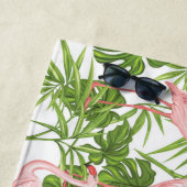 パラダイスバードフラミンゴ熱帯植物 ビーチタオル (インサイチュ)