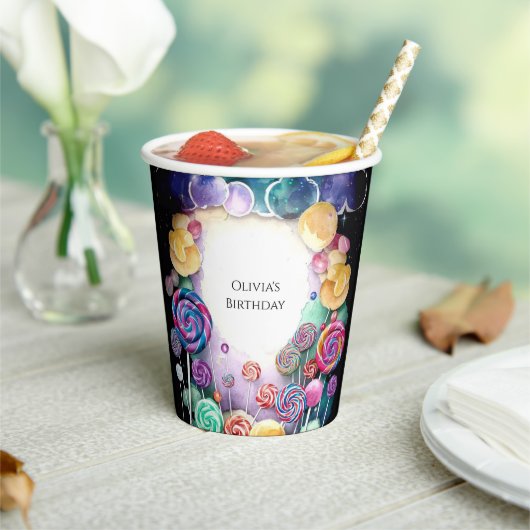 パラダイスパステルキャンディランド誕生日 紙コップ (インサイチュ)