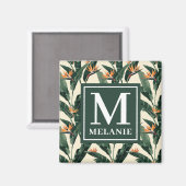 パラダイスパターンパーソナルモノグラムの鳥 マグネット (正面/裏面)