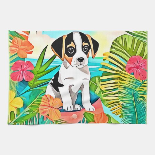 パラダイスパピーデザイン キッチンタオル (横)