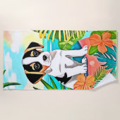 パラダイスパピーデザイン ビーチタオル (正面)