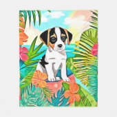 パラダイスパピーデザイン フリースブランケット (正面)