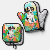 パラダイスパピーデザイン 鍋つかみ&鍋敷きセット (正面/裏面)