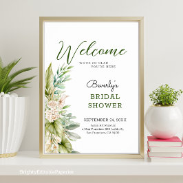 パラダイスパンパスブライダルシャワーウェルカムサイン ポスター