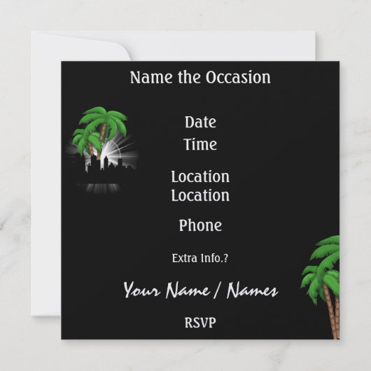 パラダイスパーティーインスタイルブライトライト – SRF 招待状 (裏面)