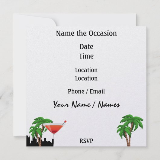 パラダイスパーティーインスタイルブライトライト – SRF 招待状 (裏面)