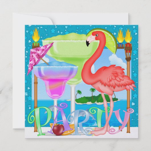 パラダイスパーティー/ルアウ(ハワイ式宴会)- SRF 招待状 (正面)