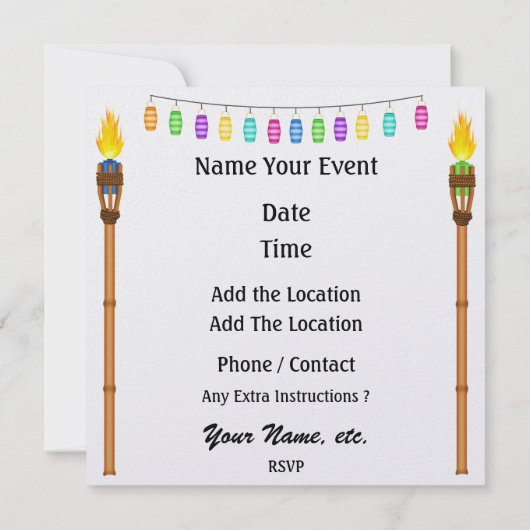 パラダイスパーティー/ルアウ - SRF 招待状 (裏面)