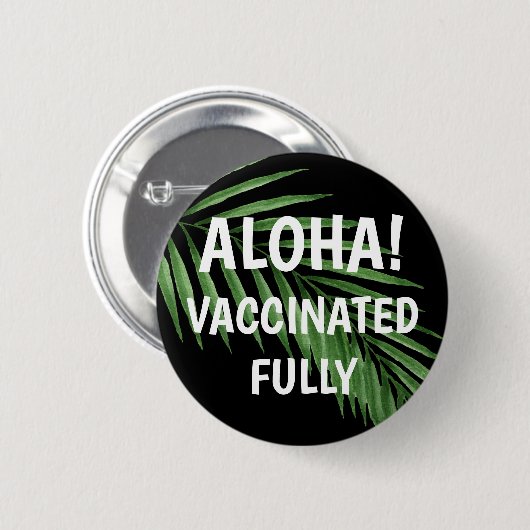 パラダイスパームウォーターカラーハワイアンアロハワクチン接種 缶バッジ (正面&裏面)