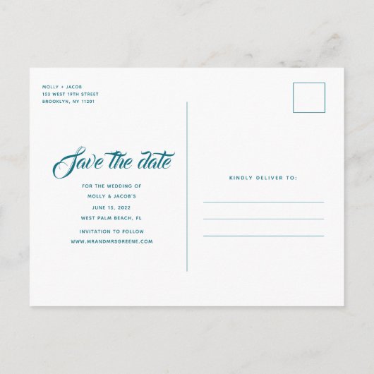 パラダイスビーチの目的地での結婚式 案内ポストカード (裏面)