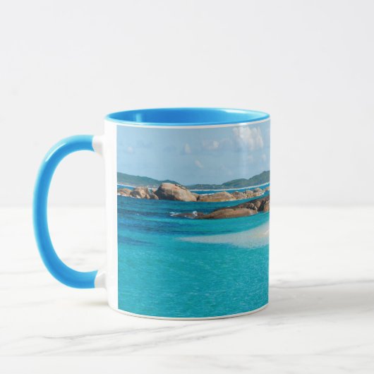 パラダイスビーチエメラルドシーグリーンズプールオーストラリア マグカップ (左)