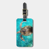 パラダイスビーチグリーンシーウミガメ水中 ラゲッジタグ (正面縦)
