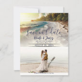 パラダイスビーチサンセットコースタルセーブザデートフォト 招待状 (正面)