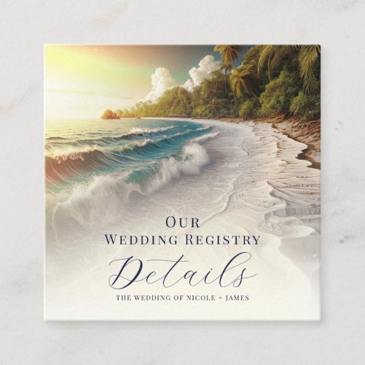 パラダイスビーチサンセットコースタルレジストリQRコード スクエア名刺 (正面)