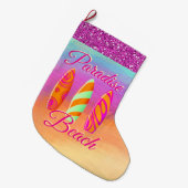 パラダイスビーチサーフボード ラージクリスマスストッキング (正面 (吊り時))