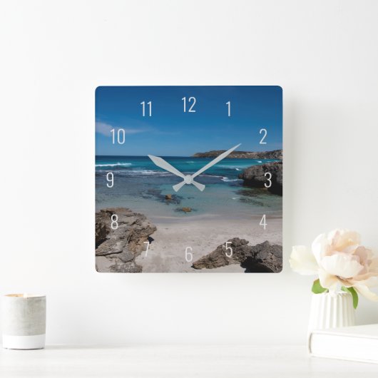 パラダイスビーチシー海サマーオーストラリア スクエア壁時計 (ホーム)