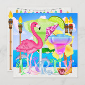 パラダイスビーチパーティー/ルアウ招待状 招待状 (正面/裏面)