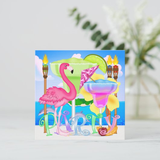 パラダイスビーチパーティー/ルアウ招待状 招待状 (スタンド正面)