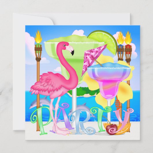 パラダイスビーチパーティー/ルアウ招待状 招待状 (正面)