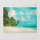 パラダイスビーチ宛先ウェディング日付を保存 案内ポストカード (正面)