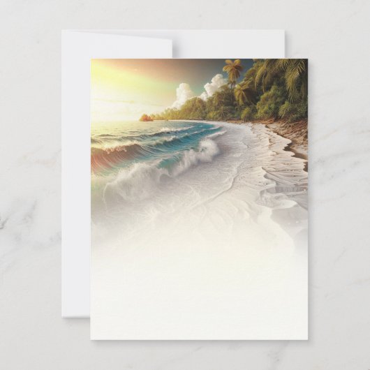 パラダイスビーチ素朴サンセットコースタルウェディングRSVP 招待状 (裏面)