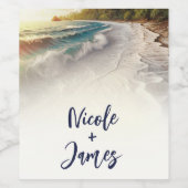 パラダイスビーチ素朴サンセットコースト結婚ーズ ワインラベル (シングルラベル)