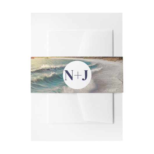 パラダイスビーチ素朴サンセットコースト結婚ーズ 招待状ベリーバンド (正面例)