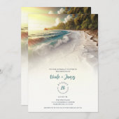 パラダイスビーチ素朴サンセットコースト結婚ーズ 招待状 (正面/裏面)