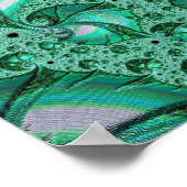 パラダイスフラクタル抽象芸術の緑の宝石飾り鳥 ポスター (角)