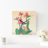 パラダイスフラワーウォール時計の鳥 スクエア壁時計 (ホーム)