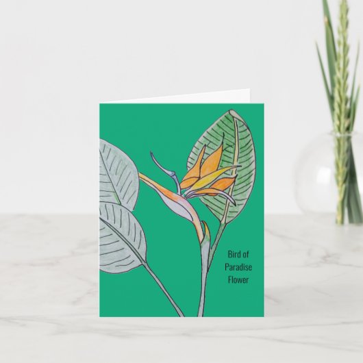 パラダイスフラワーグリーン空白のグリーティングカード サンキューカード (正面)
