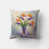 パラダイスフラワーブーケの水彩色 クッション (裏面)