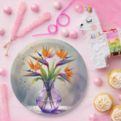 パラダイスフラワーブーケの水彩色 ペーパープレート (パーティー)