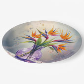 パラダイスフラワーブーケの水彩色 ペーパープレート (アングル)