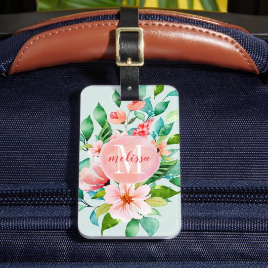 パラダイスフローラウォーターカラーモノグラム ラゲッジタグ (正面インサイチュ2)