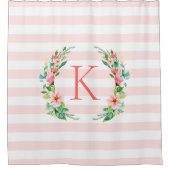 パラダイスフローラストライプズモノグラム シャワーカーテン (正面)