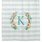 パラダイスフローラストライプズモノグラム シャワーカーテン (正面)