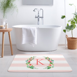 パラダイスフローラストライプズモノグラム バスマット