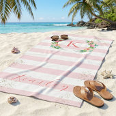 パラダイスフローラストライプズモノグラム ビーチタオル