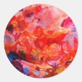 パラダイスフローラバードフェニックスライジングフレイムアート ラウンドシール (正面)