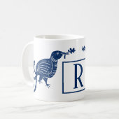 パラダイスブルーモノグラムの鳥 コーヒーマグカップ (正面左)