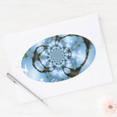 パラダイスホワイトとブルーの鳥 楕円形シール (封筒)