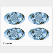 パラダイスホワイトとブルーの鳥 楕円形シール (シート)