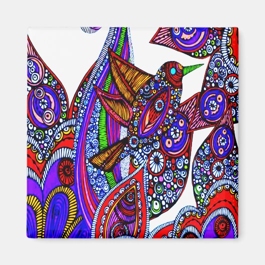 パラダイスホワイトマグネットの青い鳥 マグネット (正面)