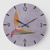 パラダイスモダンハンドの熱帯パープルバード ラージ壁時計 (正面)