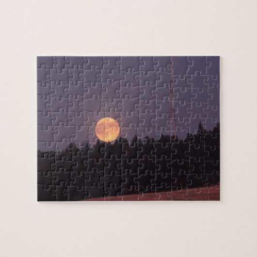 パラダイスリッジ越しの8月のスーパームーン ジグソーパズル (横)