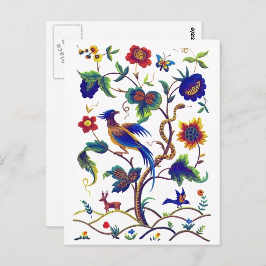 パラダイス刺繍の美しいジャコビーンの鳥 ポストカード (正面/裏面)
