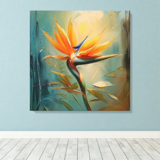 パラダイス熱帯植物の鳥 キャンバスプリント (インサイチュ (ウッドフロア))
