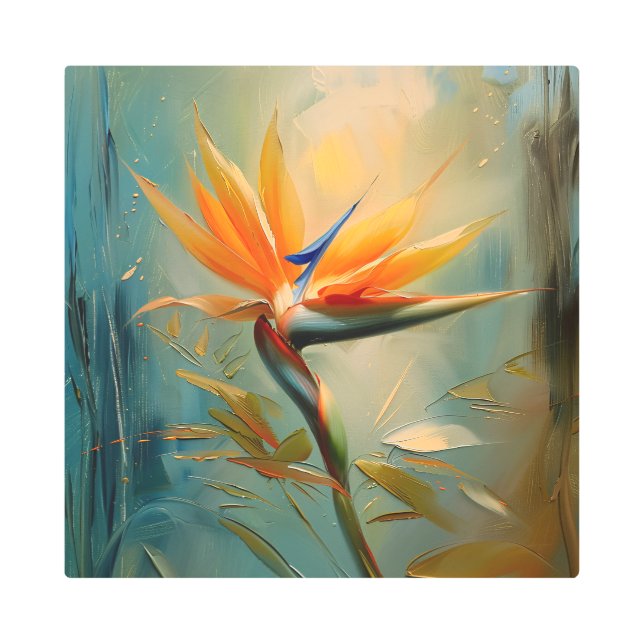 パラダイス熱帯植物の鳥 メタルプリント (正面)