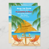 パラダイス発見！結婚式の事前お知らせカード 招待状 (正面/裏面)